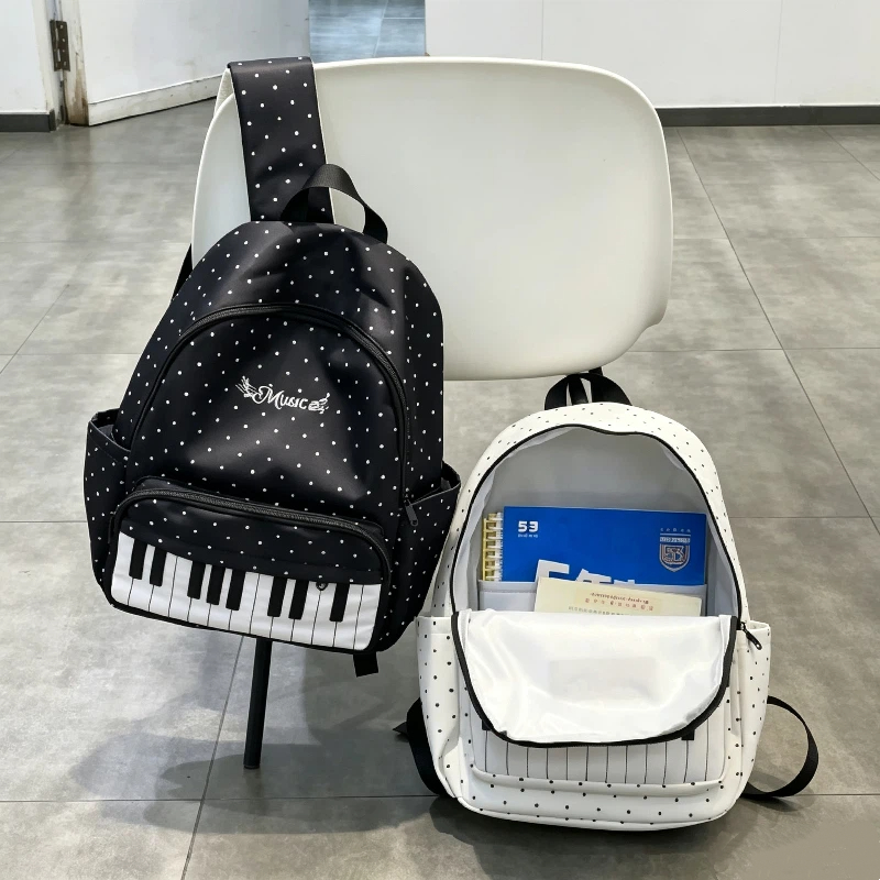 Black White Piano Note Wave Po - đánh giá và giá Hiking Backpack Waterproof